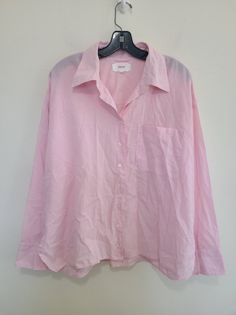 XiRENA Beau Button-Down Shirt Pink Oversized Cotton Poplin size XS